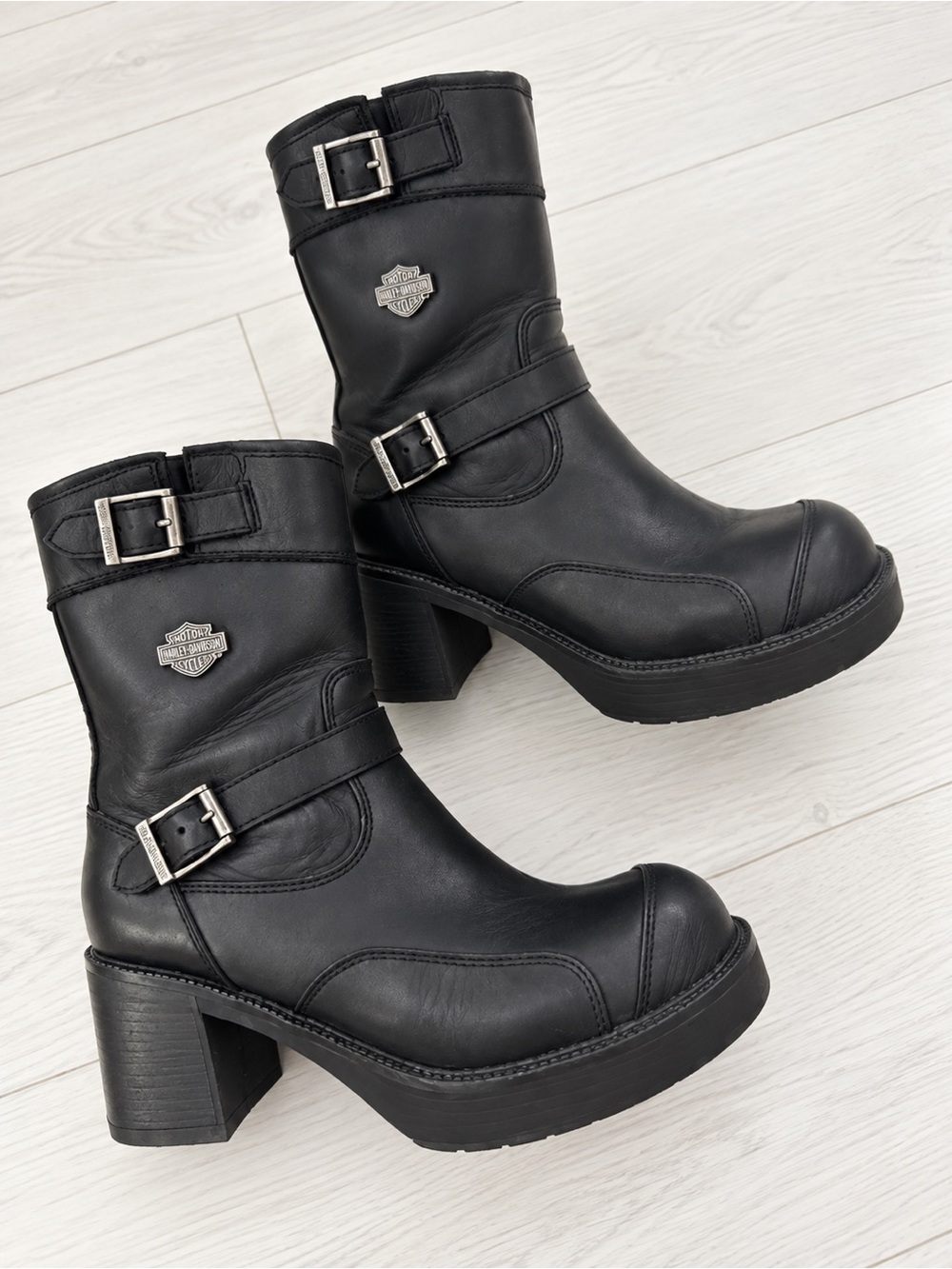 HARLEY DAVIDSON Women’s Black Leather Boots Size 8